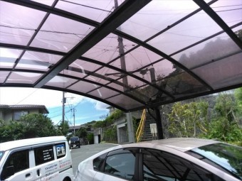 沼津市カーポート屋根交換 ポリカ