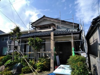 三島市 外壁サイディング補修足場設置