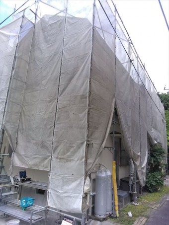 沼津市屋根工事足場完成