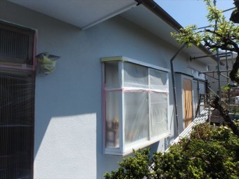 長泉町平屋漆喰塗装ビニール養生