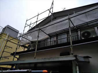 三島市軒天補修工事足場