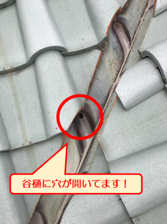三島雨漏り谷樋穴