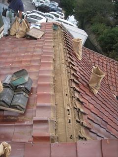 施工中の屋根