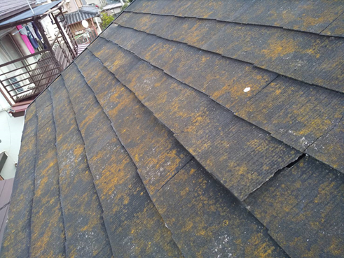 沼津市スレート屋根材と棟板金の浮き錆びにより屋根葺き替えをご提案